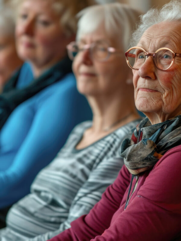 Seniorinnen bei einem Vortrag in ihrer Einrichtung.